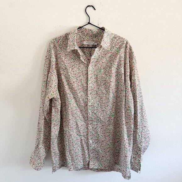 NEW Maison Kitsune White Logo Floral Button Down Shirt M - Picture 2 of 7